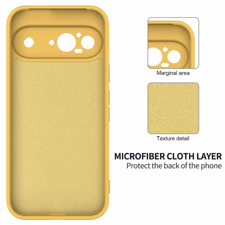 For Google Pixel 9 Pure Color Liquid Silicone Shockproof Phone Case(Yellow)