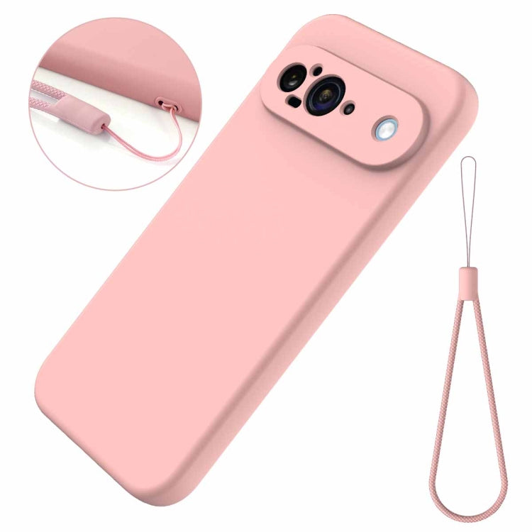 For Google Pixel 9 Pure Color Liquid Silicone Shockproof Phone Case(Pink)