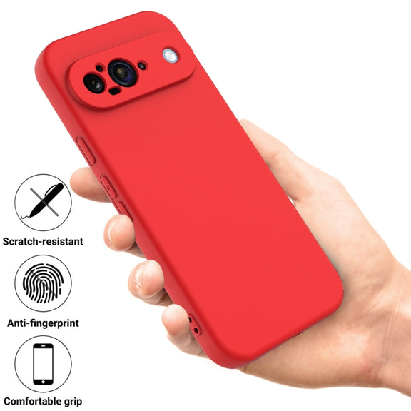 For Google Pixel 9 Pure Color Liquid Silicone Shockproof Phone Case(Red)