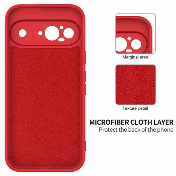 For Google Pixel 9 Pure Color Liquid Silicone Shockproof Phone Case(Red)