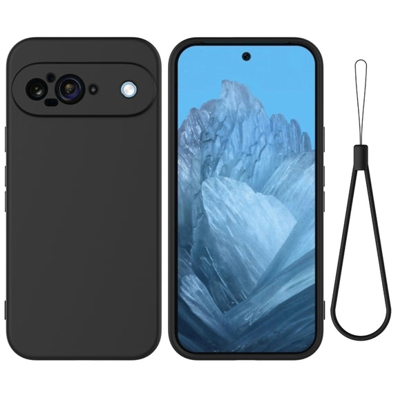 For Google Pixel 9 Pure Color Liquid Silicone Shockproof Phone Case(Black)