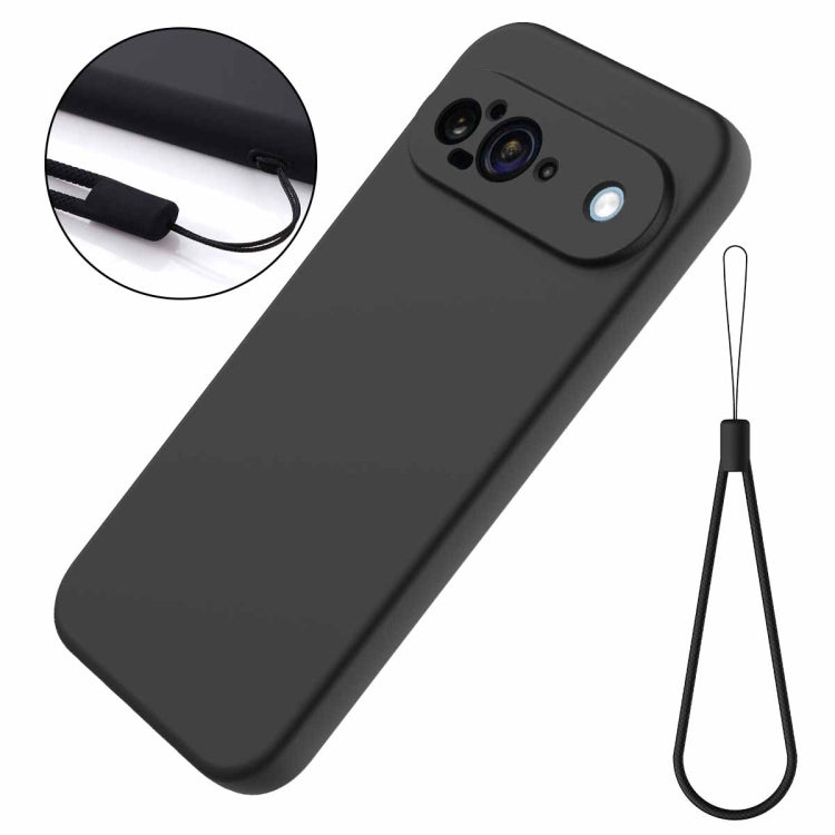 For Google Pixel 9 Pure Color Liquid Silicone Shockproof Phone Case(Black)