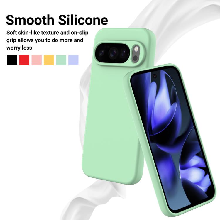 For Google Pixel 10 Pro XL Pure Color Liquid Silicone Shockproof Phone Case(Green)