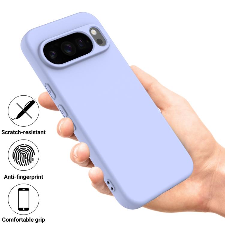 For Google Pixel 10 Pro XL Pure Color Liquid Silicone Shockproof Phone Case(Purple)