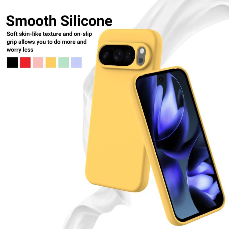 For Google Pixel 10 Pro XL Pure Color Liquid Silicone Shockproof Phone Case(Yellow)