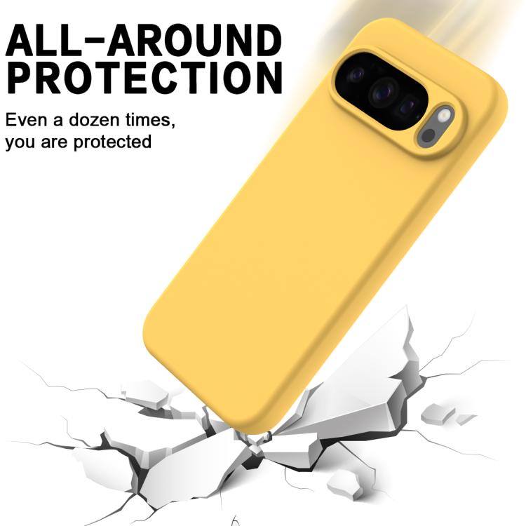 For Google Pixel 10 Pro XL Pure Color Liquid Silicone Shockproof Phone Case(Yellow)