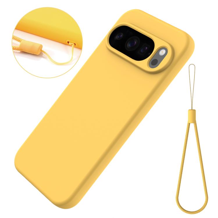 For Google Pixel 10 Pro XL Pure Color Liquid Silicone Shockproof Phone Case(Yellow)