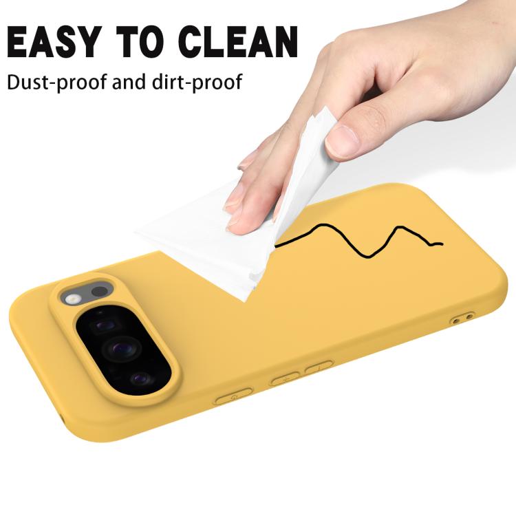 For Google Pixel 10 Pro XL Pure Color Liquid Silicone Shockproof Phone Case(Yellow)