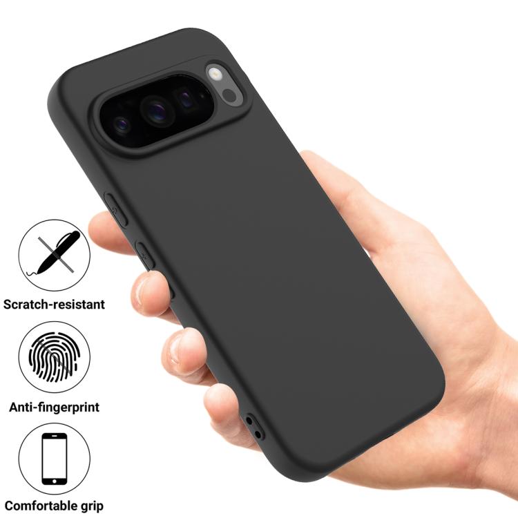 For Google Pixel 10 Pro XL Pure Color Liquid Silicone Shockproof Phone Case(Black)