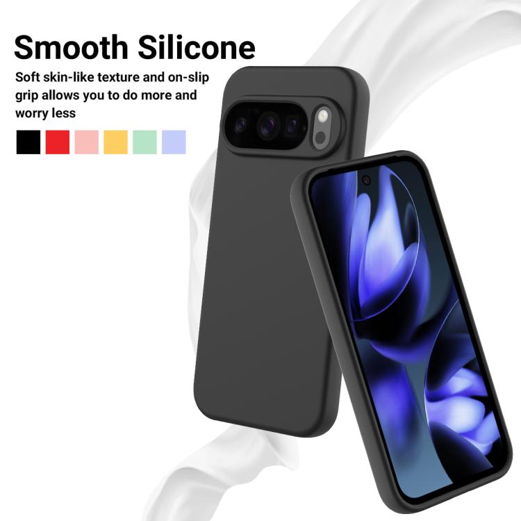 For Google Pixel 10 Pro XL Pure Color Liquid Silicone Shockproof Phone Case(Black)