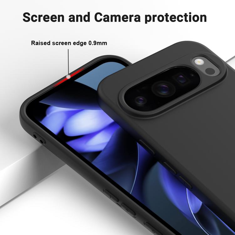For Google Pixel 10 Pro XL Pure Color Liquid Silicone Shockproof Phone Case(Black)