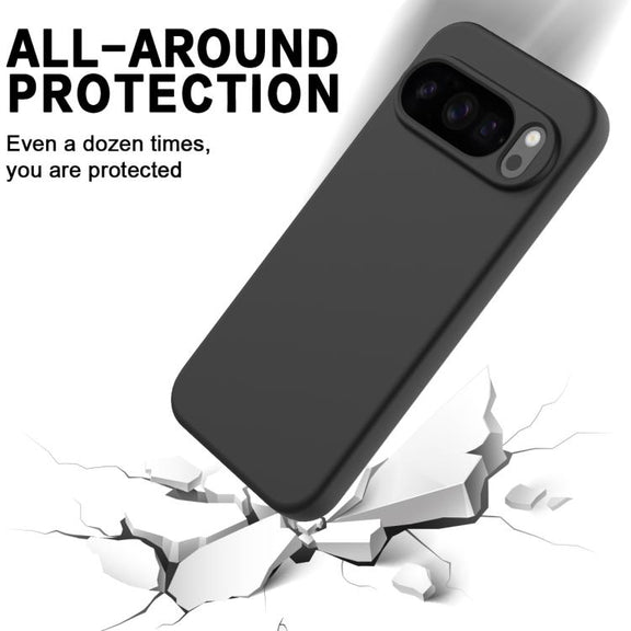 For Google Pixel 10 Pro XL Pure Color Liquid Silicone Shockproof Phone Case(Black)