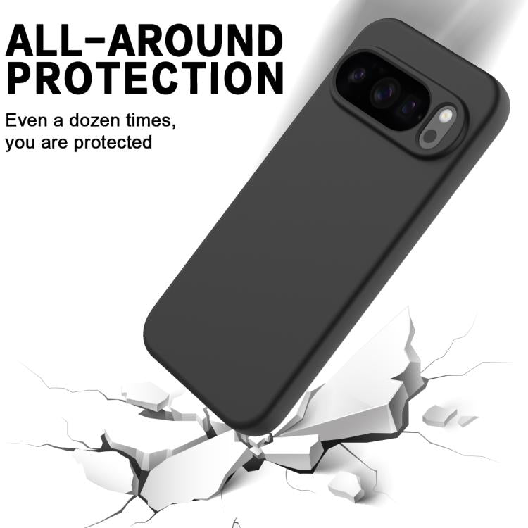 For Google Pixel 10 Pro XL Pure Color Liquid Silicone Shockproof Phone Case(Black)