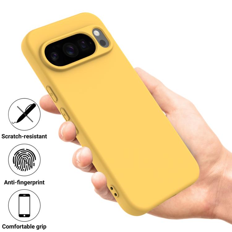 For Google Pixel 10 Pro Pure Color Liquid Silicone Shockproof Phone Case(Yellow)