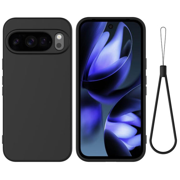 For Google Pixel 10 Pro Pure Color Liquid Silicone Shockproof Phone Case(Black)