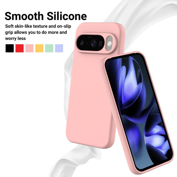 For Google Pixel 10 Pure Color Liquid Silicone Shockproof Phone Case(Pink)