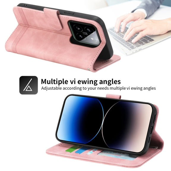 For Xiaomi 14 Dierfeng Dream Line TPU + PU Leather Phone Case(Pink)