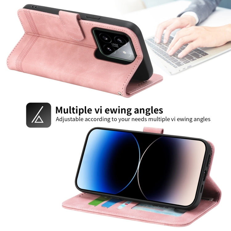 For Xiaomi 14 Dierfeng Dream Line TPU + PU Leather Phone Case(Pink)