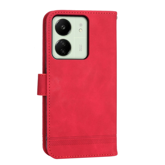 For Xiaomi Redmi 13C Dierfeng Dream Line TPU + PU Leather Phone Case(Red)