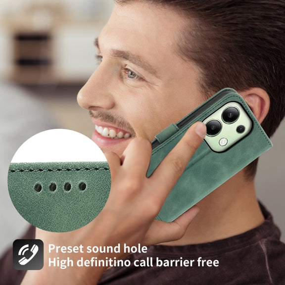 For Xiaomi Redmi Note13 4G Dierfeng Dream Line TPU + PU Leather Phone Case(Green)