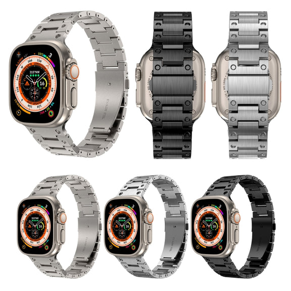 Double Rows Metal Watch Band For Apple Watch Ultra 2 49mm(Titanium)