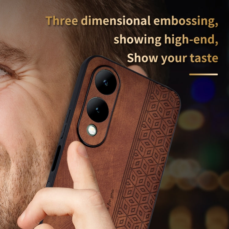 For vivo Y17S AZNS 3D Embossed Skin Feel Phone Case(Dark Green)