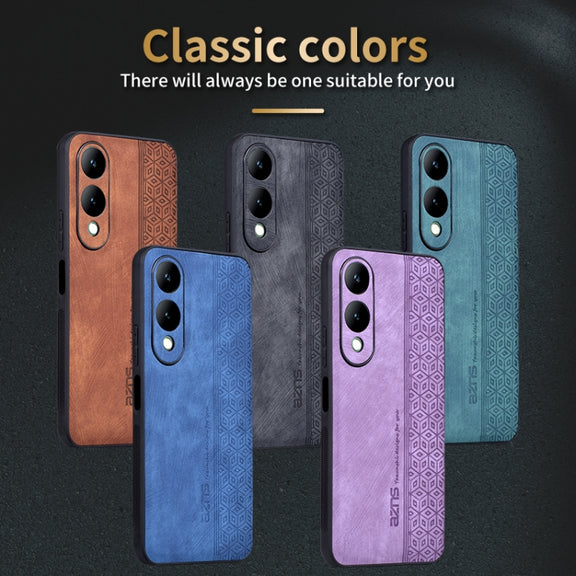 For vivo Y17S AZNS 3D Embossed Skin Feel Phone Case(Dark Green)