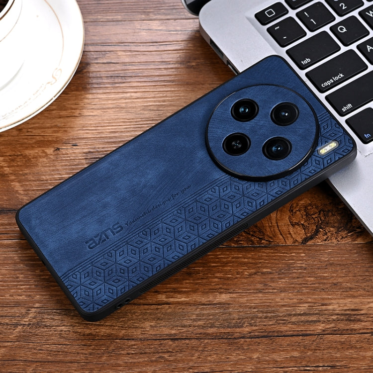 For vivo X100 AZNS 3D Embossed Skin Feel Phone Case(Sapphire Blue)