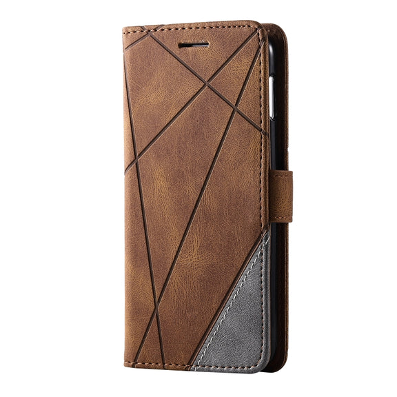 For Samsung Galaxy S10e Skin Feel Splicing Horizontal Flip Leather Case with Holder & Card Slots & Wallet & Photo Frame(Brown)