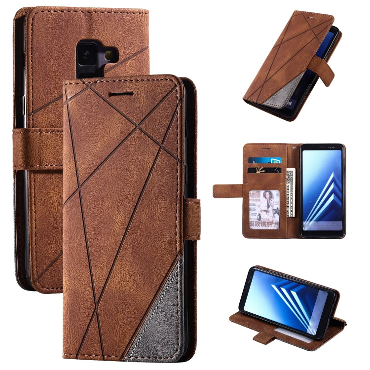 For Samsung Galaxy A8(2018) Skin Feel Splicing Horizontal Flip Leather Case with Holder & Card Slots & Wallet & Photo Frame(Brown)