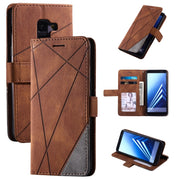 For Samsung Galaxy A8(2018) Skin Feel Splicing Horizontal Flip Leather Case with Holder & Card Slots & Wallet & Photo Frame(Brown)