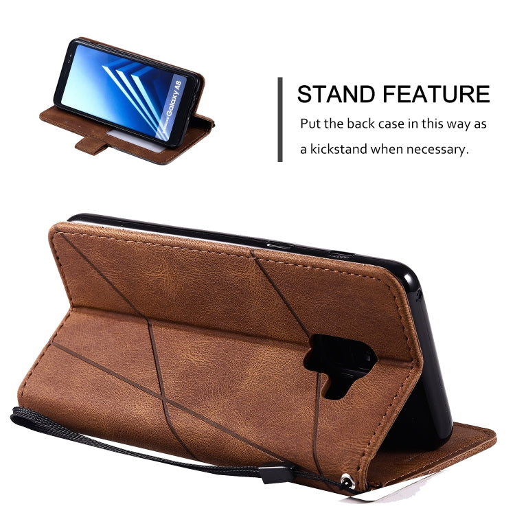 For Samsung Galaxy A8(2018) Skin Feel Splicing Horizontal Flip Leather Case with Holder & Card Slots & Wallet & Photo Frame(Brown)