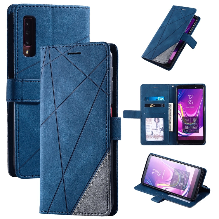 For Samsung Galaxy A7(2018) Skin Feel Splicing Horizontal Flip Leather Case with Holder & Card Slots & Wallet & Photo Frame(Blue)