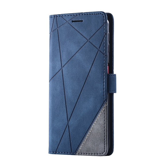 For Samsung Galaxy A7(2018) Skin Feel Splicing Horizontal Flip Leather Case with Holder & Card Slots & Wallet & Photo Frame(Blue)