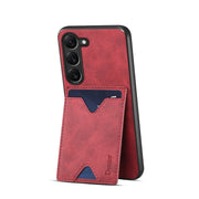 For Samsung Galaxy S24 5G Denior PU Back Cover Card Slot Holder Phone Case(Red)