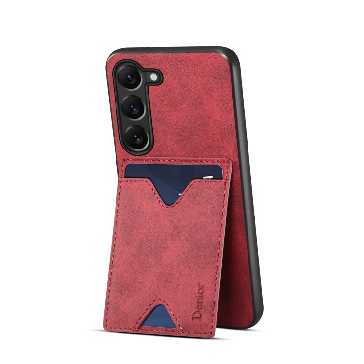For Samsung Galaxy S24 5G Denior PU Back Cover Card Slot Holder Phone Case(Red)