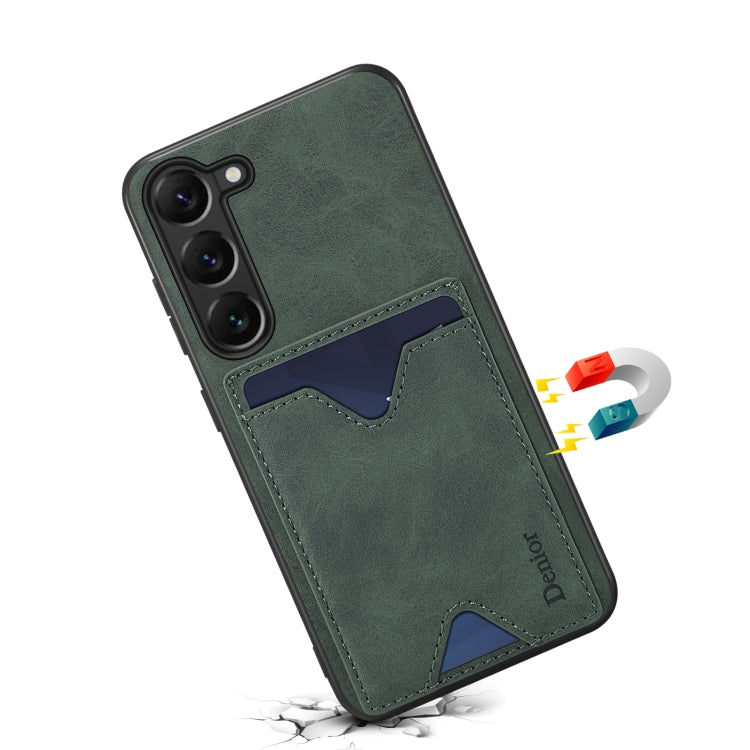 For Samsung Galaxy S24 5G Denior PU Back Cover Card Slot Holder Phone Case(Green)
