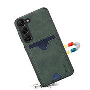 For Samsung Galaxy S24 5G Denior PU Back Cover Card Slot Holder Phone Case(Green)