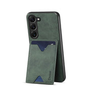 For Samsung Galaxy S24 5G Denior PU Back Cover Card Slot Holder Phone Case(Green)
