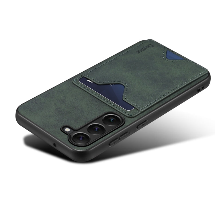 For Samsung Galaxy S24 5G Denior PU Back Cover Card Slot Holder Phone Case(Green)
