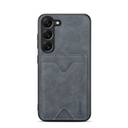 For Samsung Galaxy S24 5G Denior PU Back Cover Card Slot Holder Phone Case(Grey)