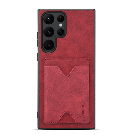 For Samsung Galaxy S24 Ultra 5G Denior PU Back Cover Card Slot Holder Phone Case(Red)