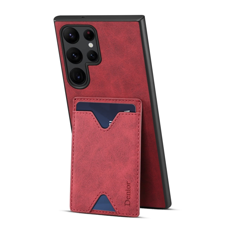 For Samsung Galaxy S24 Ultra 5G Denior PU Back Cover Card Slot Holder Phone Case(Red)