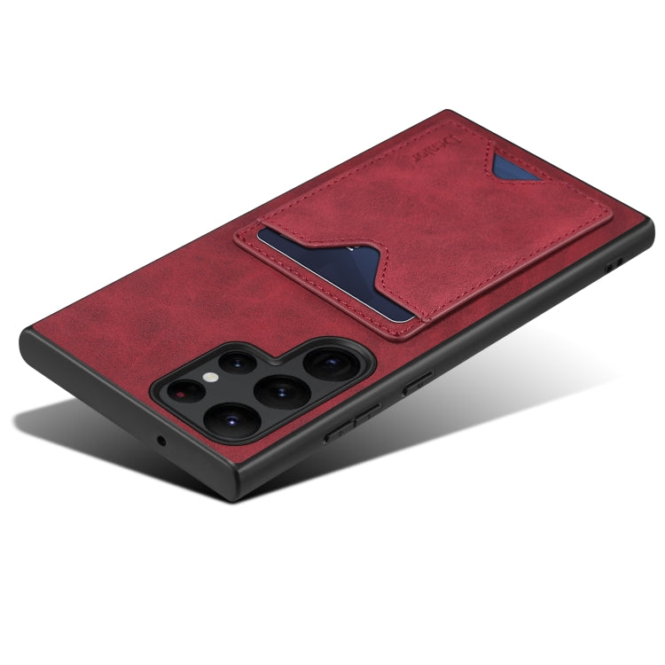 For Samsung Galaxy S24 Ultra 5G Denior PU Back Cover Card Slot Holder Phone Case(Red)