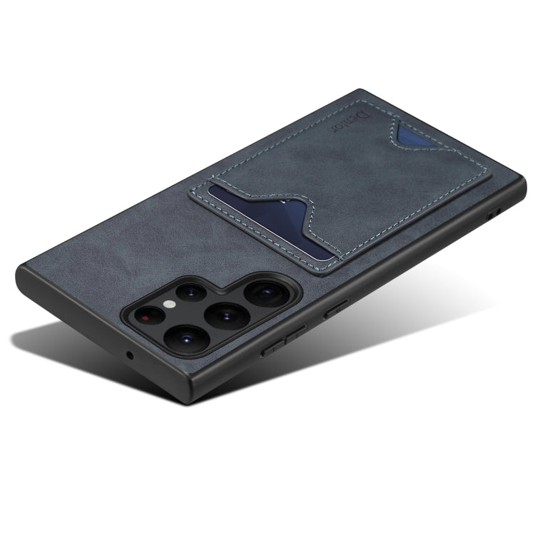 For Samsung Galaxy S24 Ultra 5G Denior PU Back Cover Card Slot Holder Phone Case(Grey)