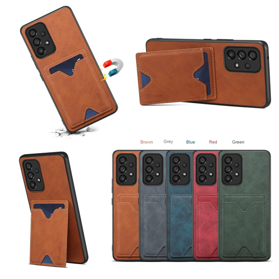 For Samsung Galaxy S24 5G Denior PU Back Cover Card Slot Holder Phone Case(Blue)