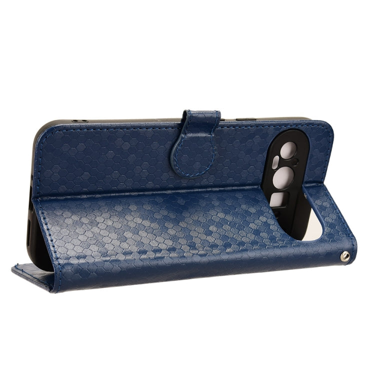 For Google Pixel 9 Pro Honeycomb Dot Texture Leather Phone Case(Blue)