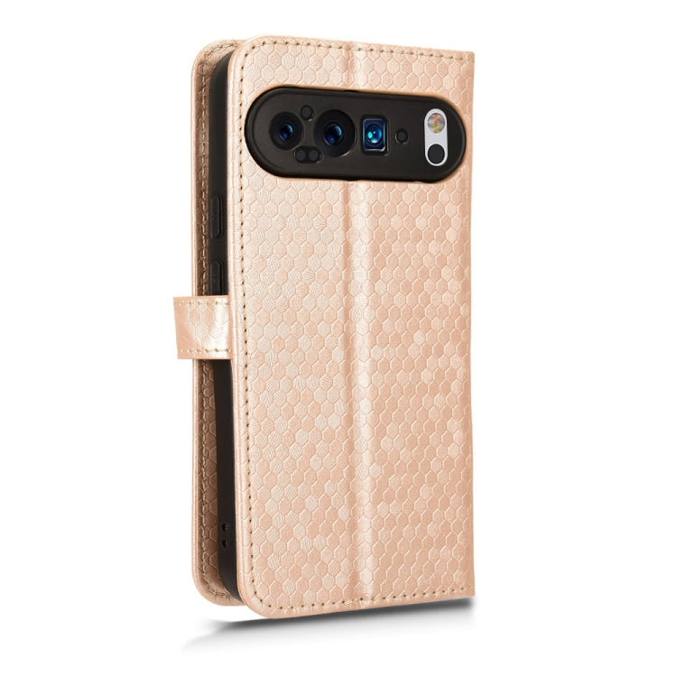 For Google Pixel 9 Honeycomb Dot Texture Leather Phone Case(Gold)
