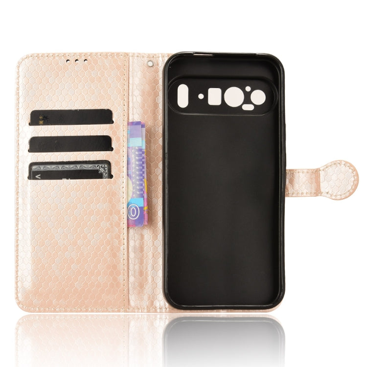 For Google Pixel 9 Honeycomb Dot Texture Leather Phone Case(Gold)