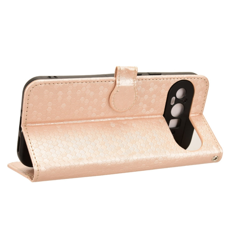 For Google Pixel 9 Honeycomb Dot Texture Leather Phone Case(Gold)